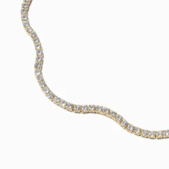 Gold-tone Cubic Zirconia Wiggle Tennis Bracelet