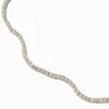 Gold-tone Cubic Zirconia Wiggle Tennis Choker Necklace