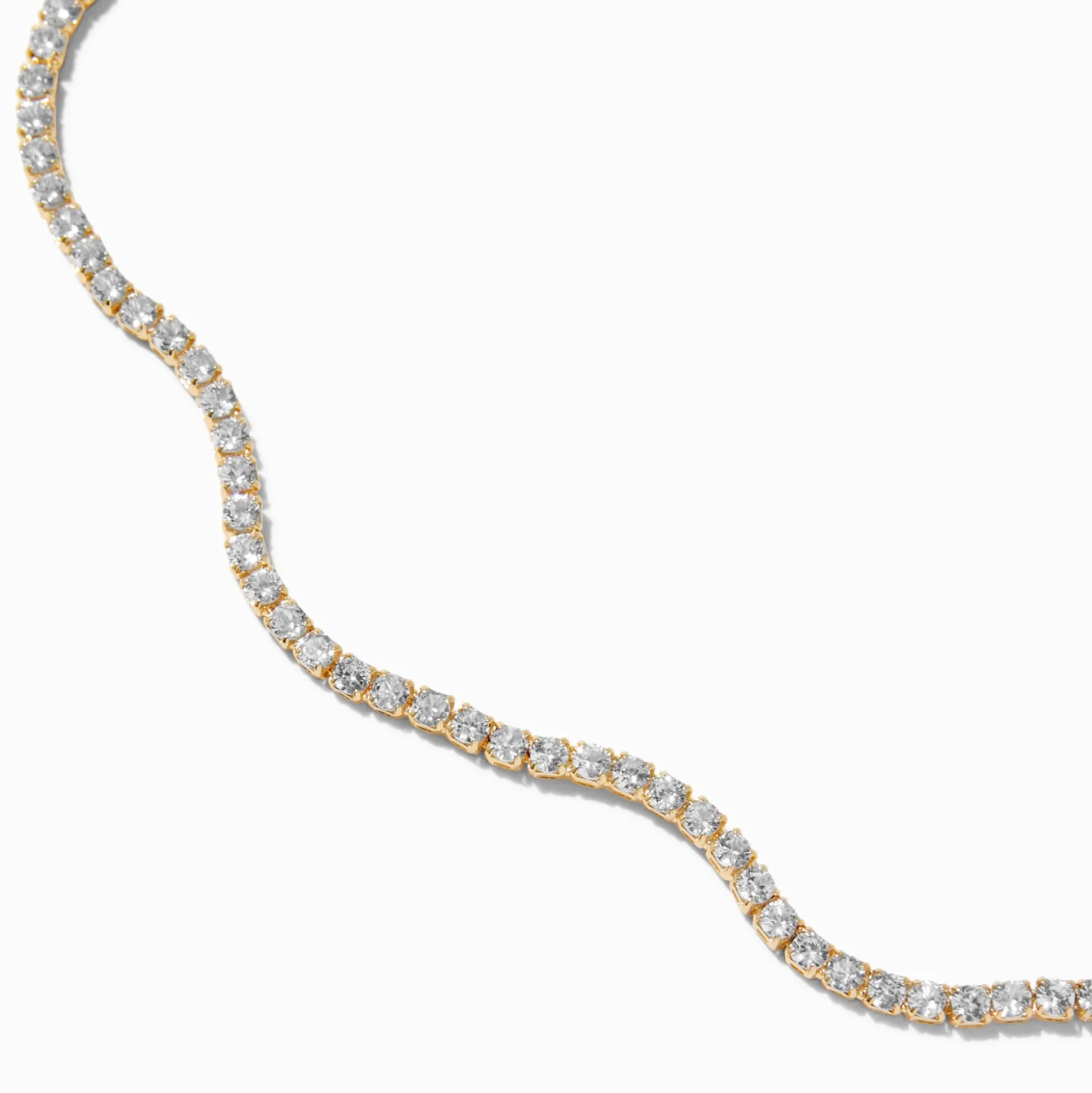 Gold-tone Cubic Zirconia Wiggle Tennis Choker Necklace