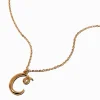 Gold-tone Curly Script Initial Pendant Necklace - C