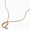 Gold-tone Curly Script Initial Pendant Necklace - A