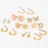 Gold-tone Daisies Mixed Earrings Set - 9 Pack