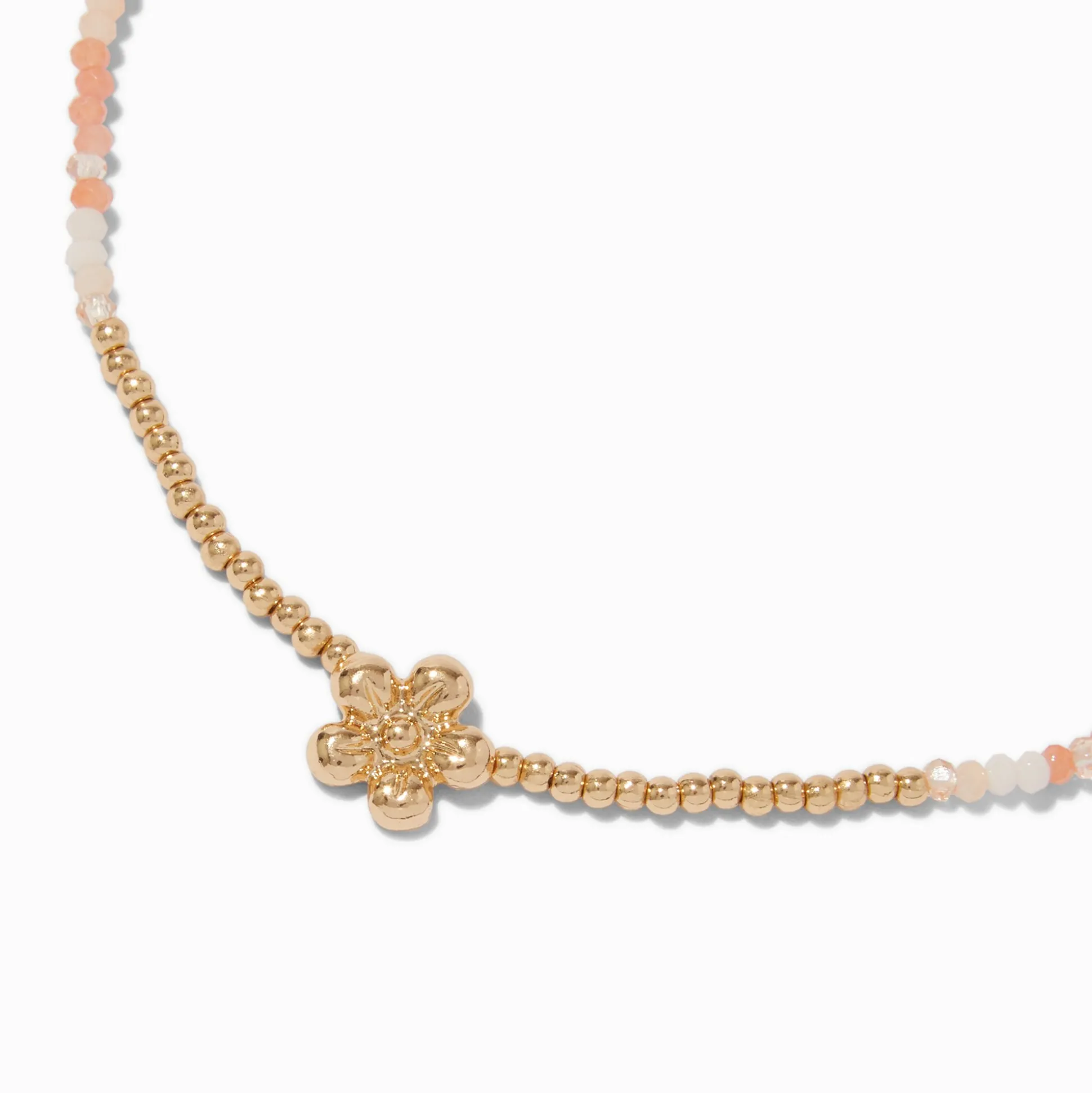 Gold-tone Daisy Seed Bead Pendant Necklace