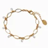 Gold-tone Delicate Oval Cubic Zirconia Chain Bracelet