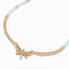 Gold-tone Dragonfly Seed Bead Pendant Necklace