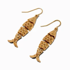 Gold-tone Fish Linear Drop Earrings