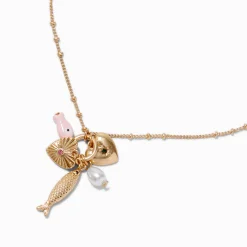 Gold-tone Fish Toggle Charm Pendant Necklace