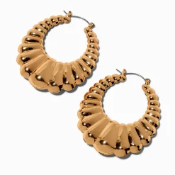 Gold-tone Flat Croissant Hoop Earrings