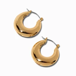 Gold-tone Flat Front Hoop Earrings