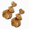 Gold-tone Flower Petal Drop Earrings