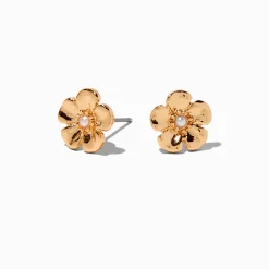 Gold-tone Flower Stud Earrings