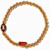 Gold-tone Football Beaded Stretch Bracelet