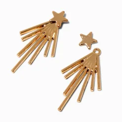 Gold-tone Front & Back Star Burst Earrings