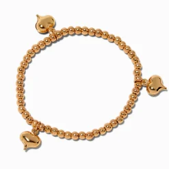 Gold-tone Heart Beaded Stretch Bracelet