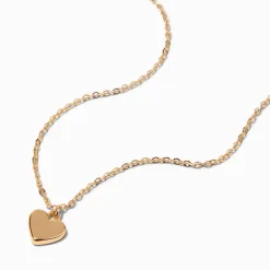 Gold-tone Heart Stackable Pendant Necklace