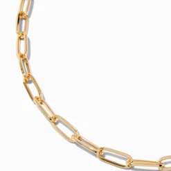 Gold-tone Large Paperclip Stackable Short Chain Necklace