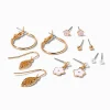 Gold-tone Leaf & Flower Earrings Set - 6 Pack
