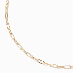 Gold-tone Medium Paperclip Stackable Chain Necklace