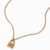 Gold-tone Mini Lock Pendant Necklace