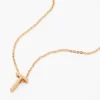 Gold-tone Mini Pearl Initial Pendant Necklace - T