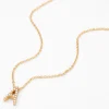 Gold-tone Mini Pearl Initial Pendant Necklace - A