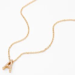 Gold-tone Mini Pearl Initial Pendant Necklace - A