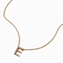 Gold-tone Mini Pearl Initial Chain Necklace - E