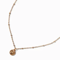 Gold-tone Mini Starburst Disc Pendant Necklace