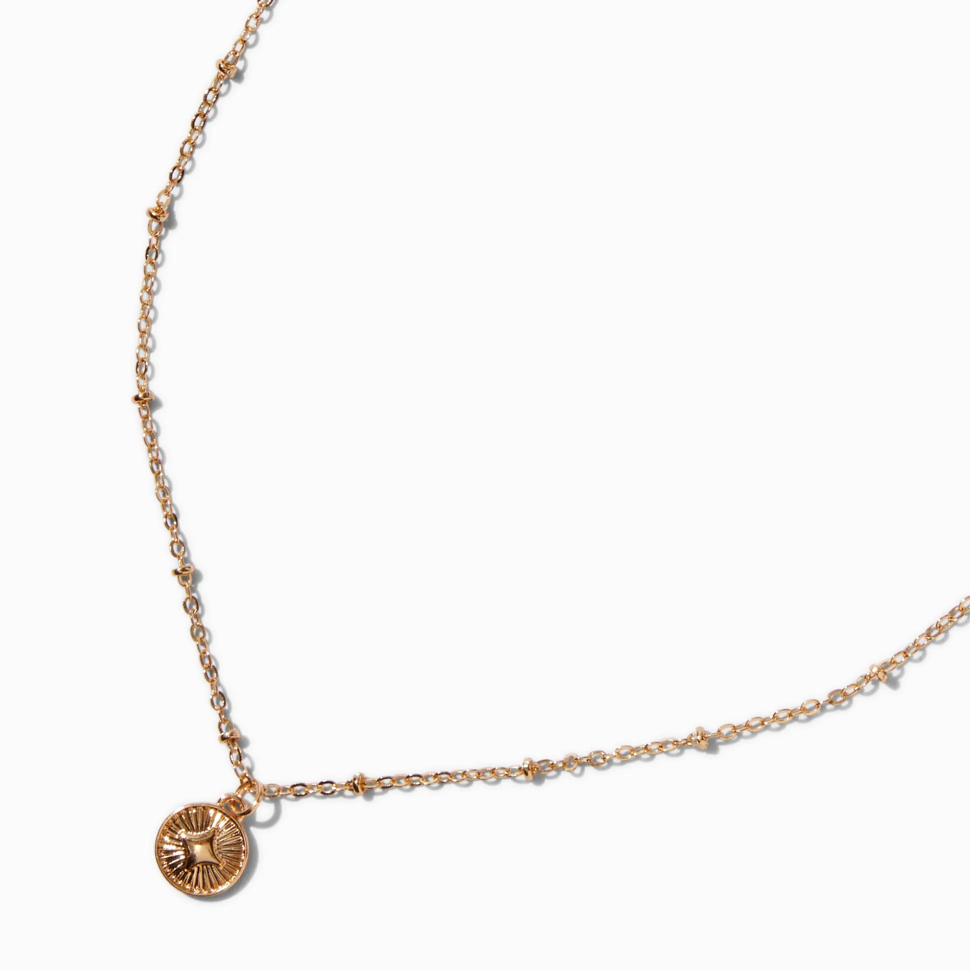 Gold-tone Mini Starburst Disc Pendant Necklace