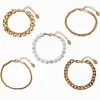 Gold-tone Mixed Chain Bracelet Set - 5 Pack