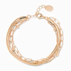 Gold-tone Mixed Chain Multi-Strand Bracelet
