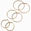 Gold-tone 40mm 50mm, & 60mm Graduated Hoop Earrings - 3 Pack