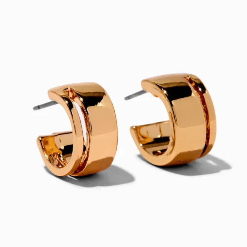 Gold-tone 10mm Wide Hoop Earrings