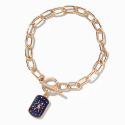 Gold-tone Mood Evil Eye Toggle Chain Bracelet