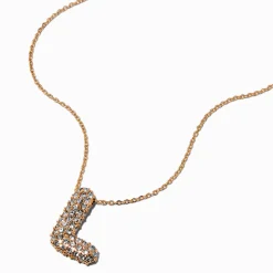 Gold-tone Pavé Bubble Initial Pendant Necklace - L