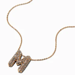 Gold-tone Pavé Bubble Initial Pendant Necklace - M