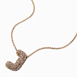 Gold-tone Pavé Bubble Initial Pendant Necklace - J