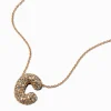 Gold-tone Pavé Bubble Initial Pendant Necklace - C