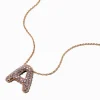 Gold-tone Pavé Bubble Initial Pendant Necklace - A