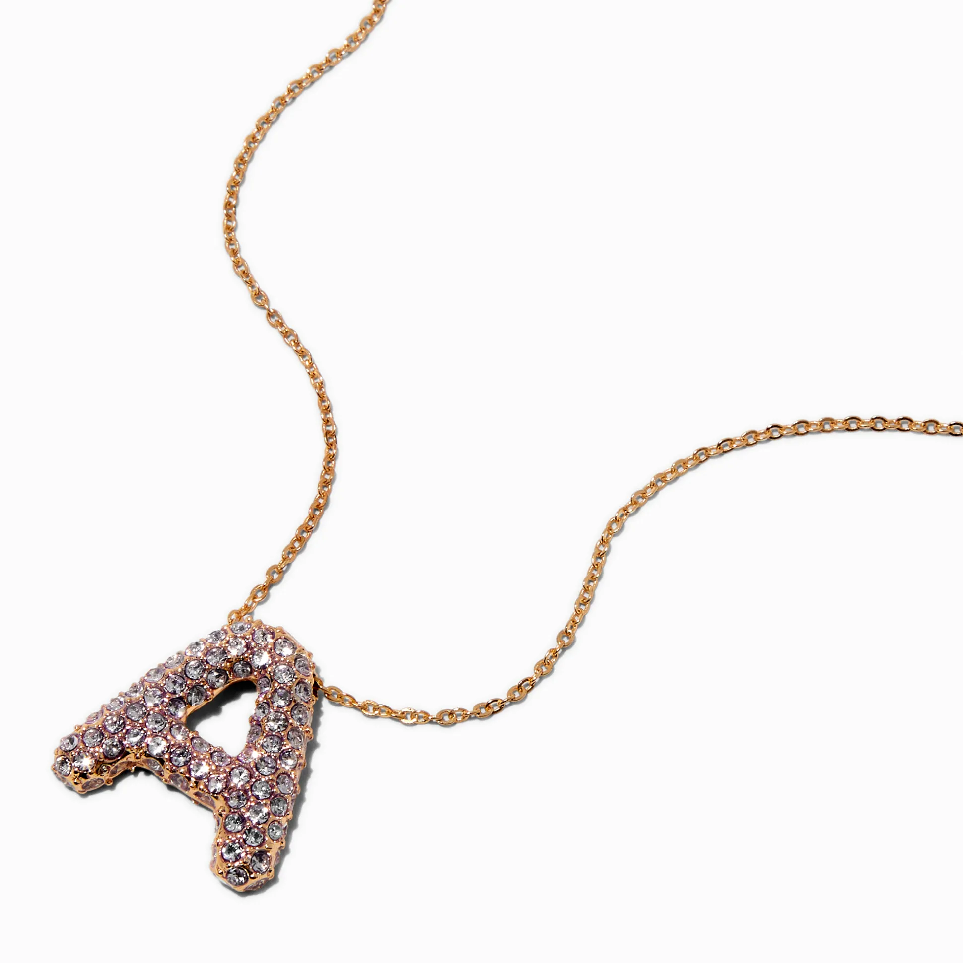 Gold-tone Pavé Bubble Initial Pendant Necklace - A