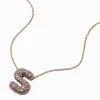 Gold-tone Pavé Bubble Initial Pendant Necklace - S