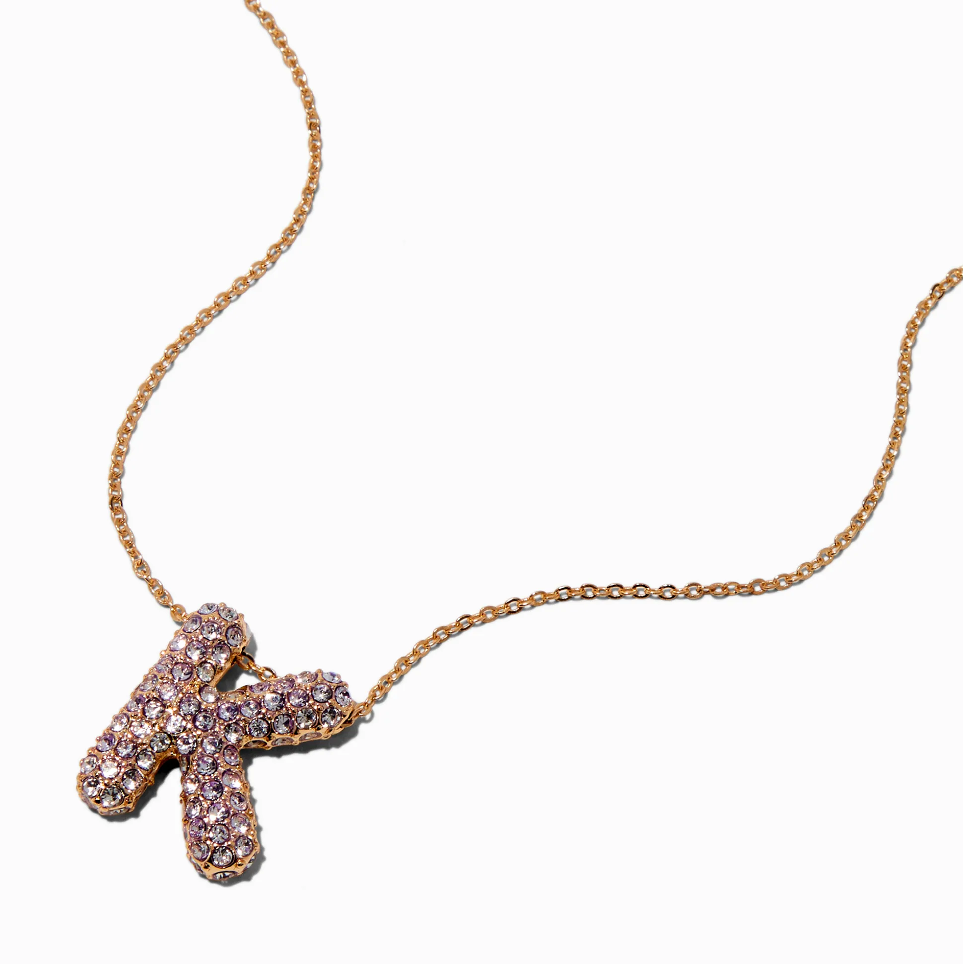 Gold-tone Pavé Bubble Initial Pendant Necklace - K