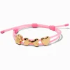 Gold-tone Paw, Bone & Heart Charm Pink Bolo Bracelet