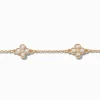 Gold-tone Pearl Clover Pendant Choker Necklace