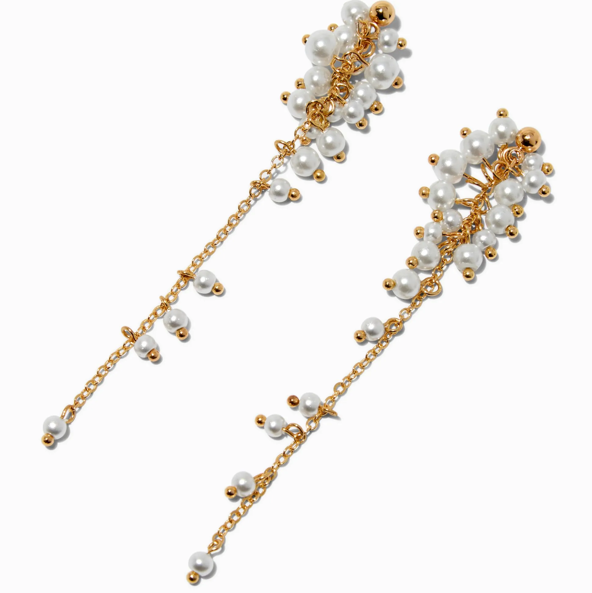 Gold-tone Pearl Cluster Drop Earrings
