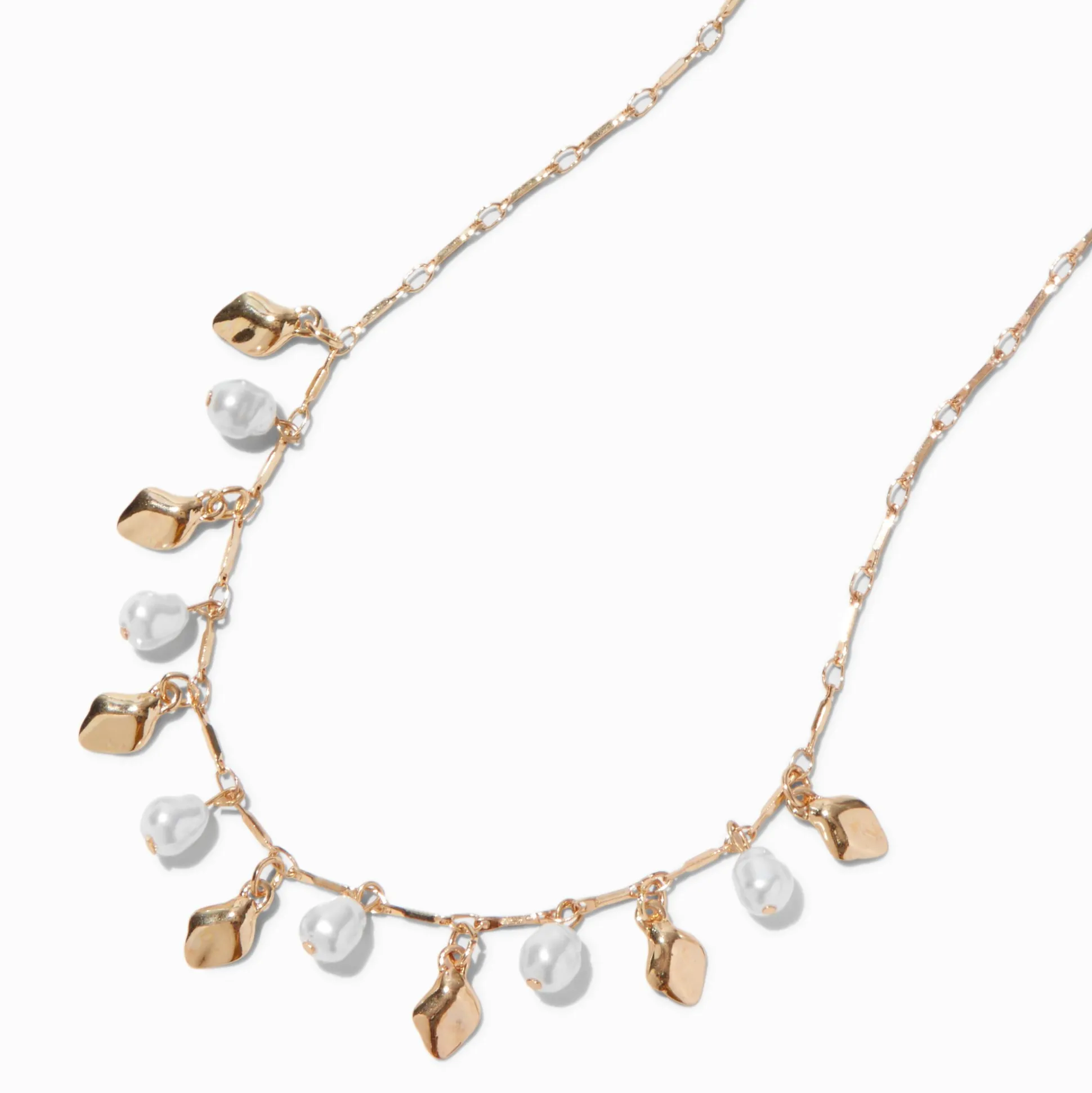 Gold-tone Pearl Dangle Necklace