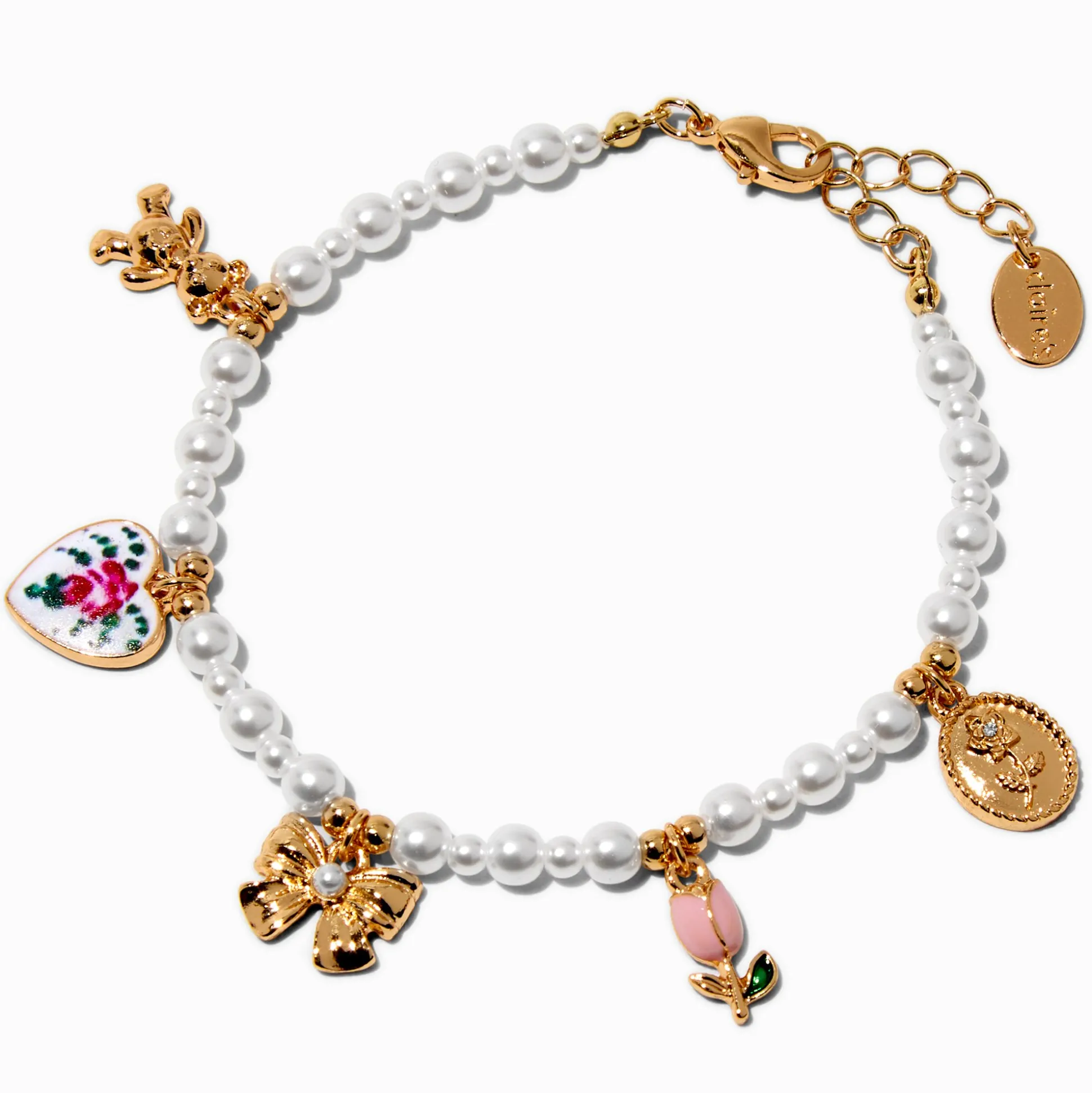 Gold-tone Pearl Uptown Charm Bracelet
