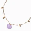 Gold-tone Purple Heart Pendant Necklace