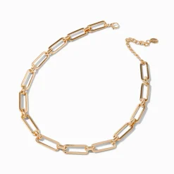 Gold-tone Rectangular Link Chain Necklace