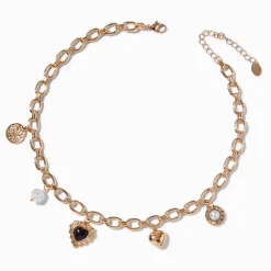 Gold-tone Retro Charm Necklace